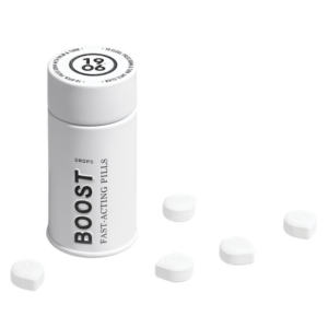 White tin of 1906's Boost edibles Drops.