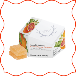 Brand image of WYLD blood orange gummies. 
