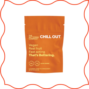 Orange pouch of The Bettering Co.'s 'Chill Out' gummies. 