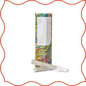 Slim packaging of Drew Martins chamomile 2 pack pre-rolls.